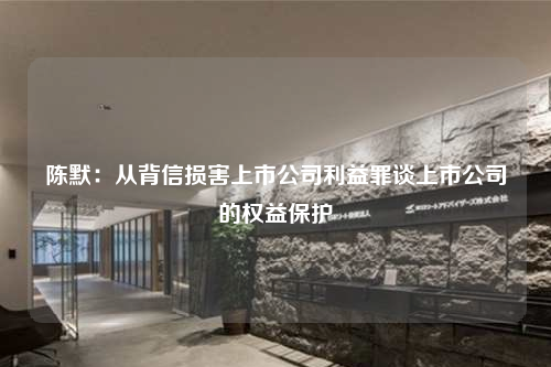 陳默:從背信損害上市公司利益罪談上市公司的權(quán)益保護(hù)