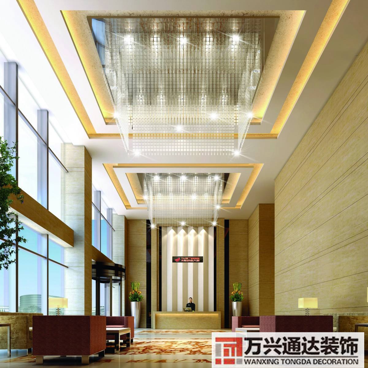 外資企業(yè)大堂裝修效果圖公司大堂裝修效果圖